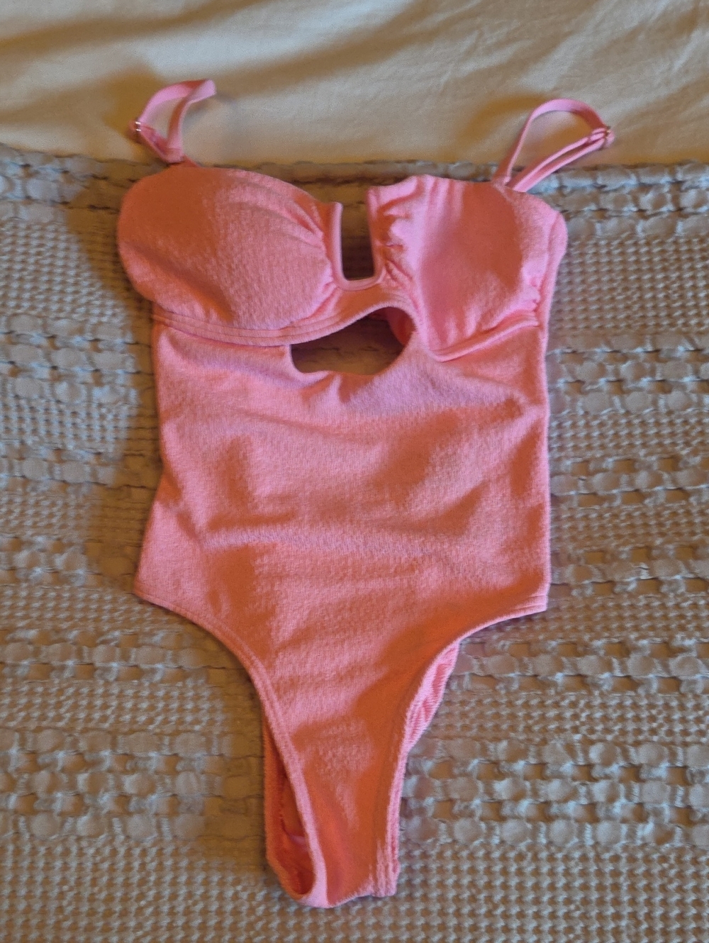 Pink One-Piece Swimsuit with Cutout Small